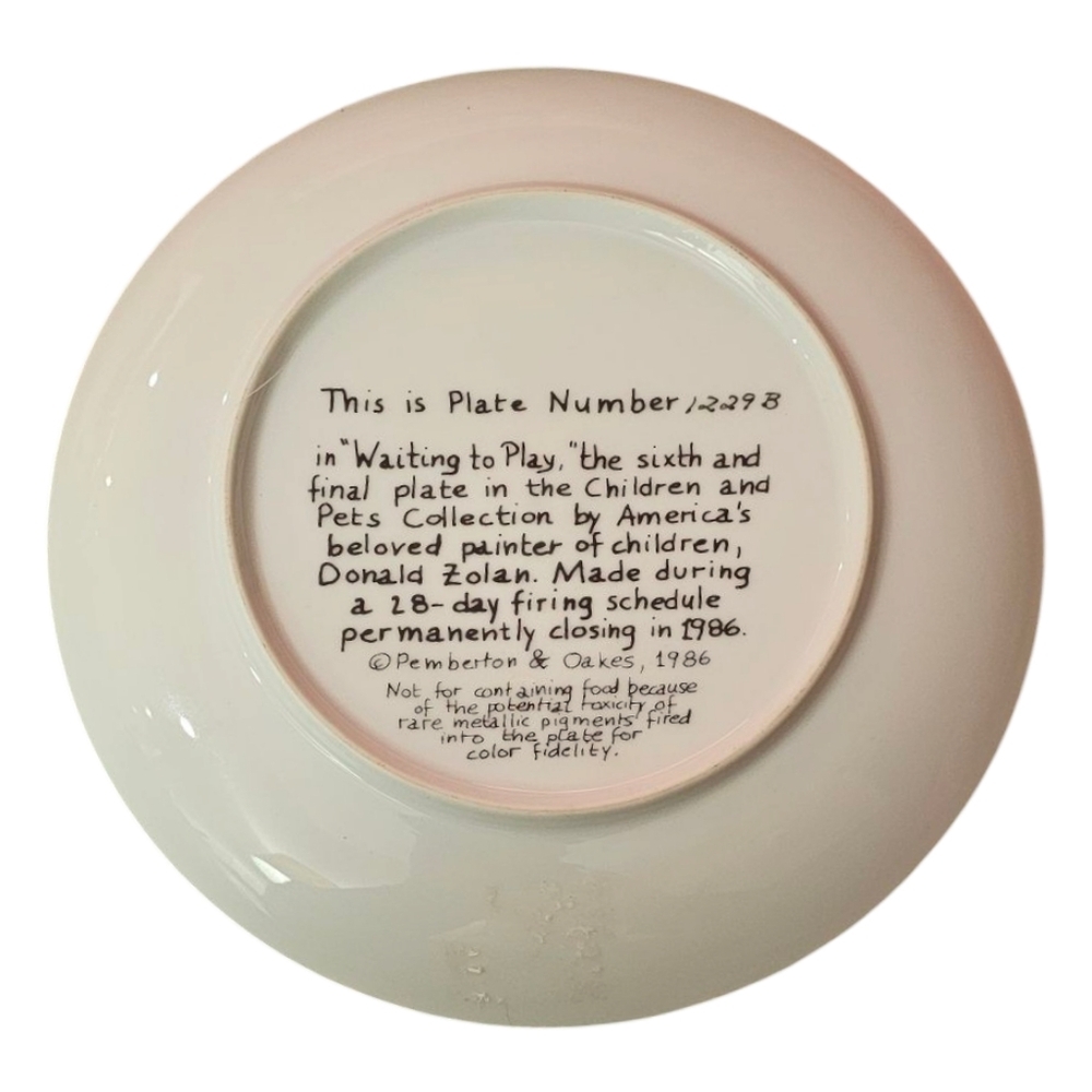 Donald Zolan Children & Pets Collection Plates by Pemberton & Oakes '84-'86​ - Picture 11 of 11